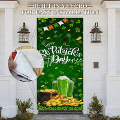 Aperturee - Aperturee Bokeh Green Clover Gold Beer St Patrick Door Cover