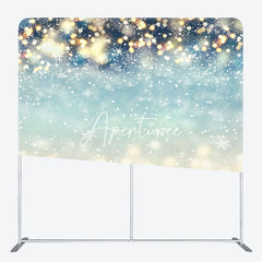 Aperturee - Aperturee Bokeh Green Gold Lighted Snowy Pillow Case Backdrop