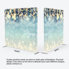 Aperturee - Aperturee Bokeh Green Gold Lighted Snowy Pillow Case Backdrop