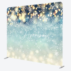 Aperturee - Aperturee Bokeh Green Gold Lighted Snowy Pillow Case Backdrop