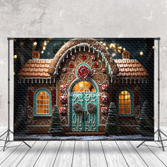 Aperturee - Aperturee Bokeh Lights Gingerbread House Christmas Backdrop