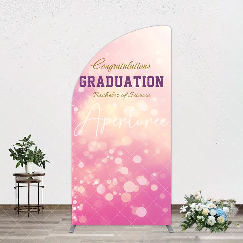 Aperturee - Aperturee Bokeh Pink Bachelor Of Science Grad Half Moon Arch Backdrop