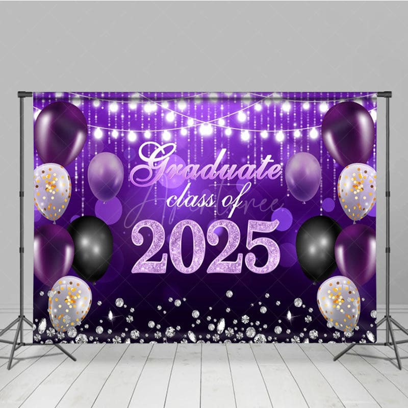 Aperturee - Aperturee Bokeh Purple Diamonds Glitter Congrats Grad Backdrop
