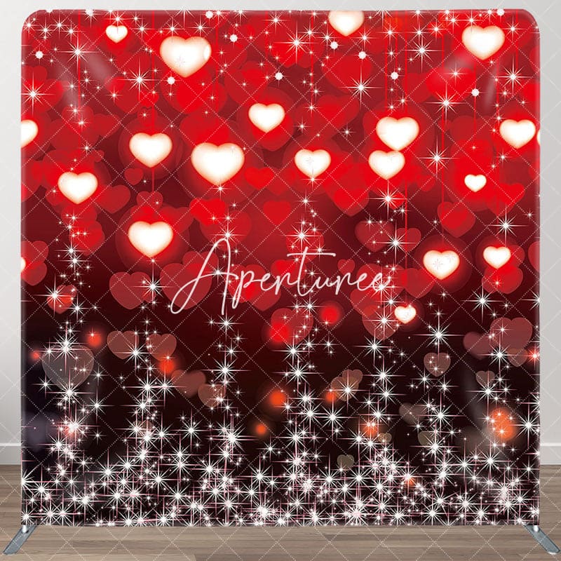 Aperturee - Aperturee Bokeh Red Hearts Sparkle Square Double-Sided Backdrop