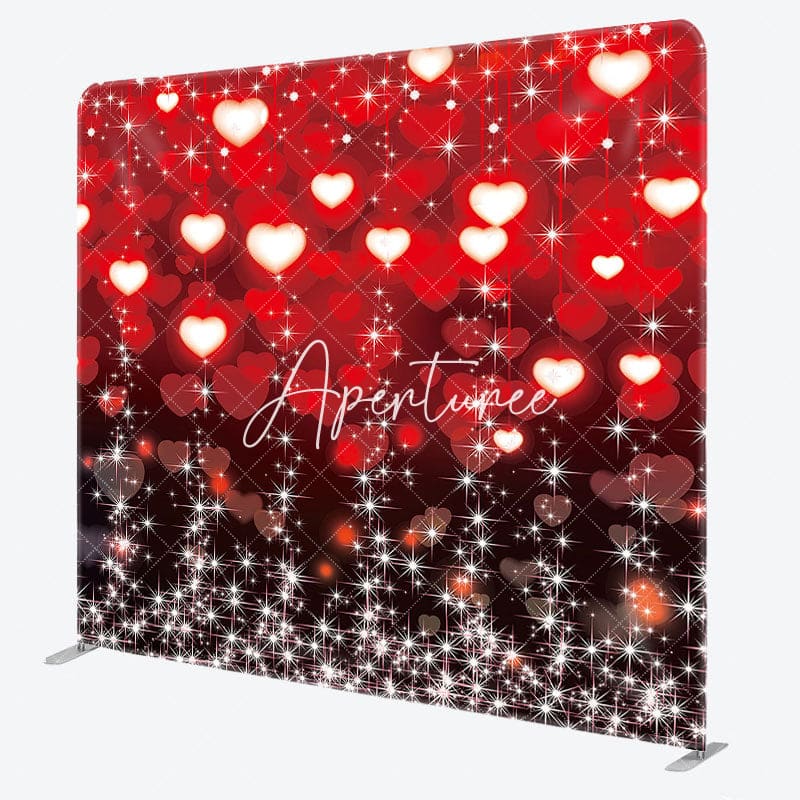 Aperturee - Aperturee Bokeh Red Hearts Sparkle Square Double-Sided Backdrop