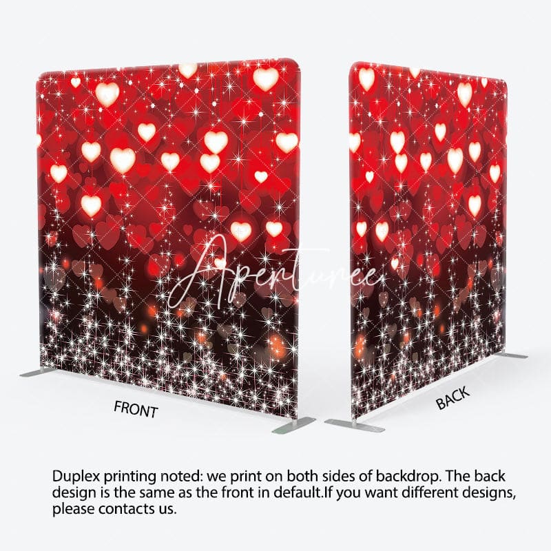 Aperturee - Aperturee Bokeh Red Hearts Sparkle Square Double-Sided Backdrop