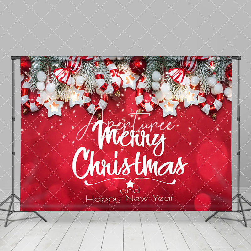 Aperturee - Aperturee Bokeh Red Merry Christmas Happy New Year Backdrop