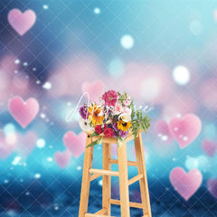 Aperturee - Aperturee Bokeh Romantic Blue Pink Heart Valentines Day Backdrop