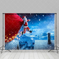 Aperturee - Aperturee Bokeh Running Santa Roof Snowy Christmas Backdrop