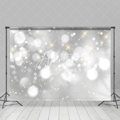 Aperturee - Aperturee Bokeh Silver Dots Starts Portrait Photo Backdrop