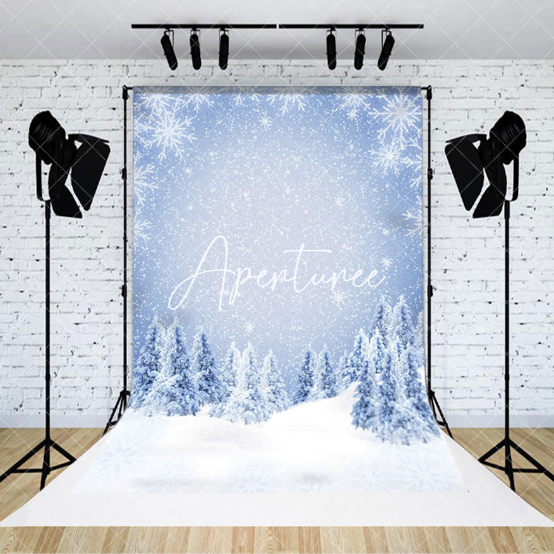 Aperturee - Aperturee Bokeh Silver Snowflake Cedar Winter Sweep Backdrop