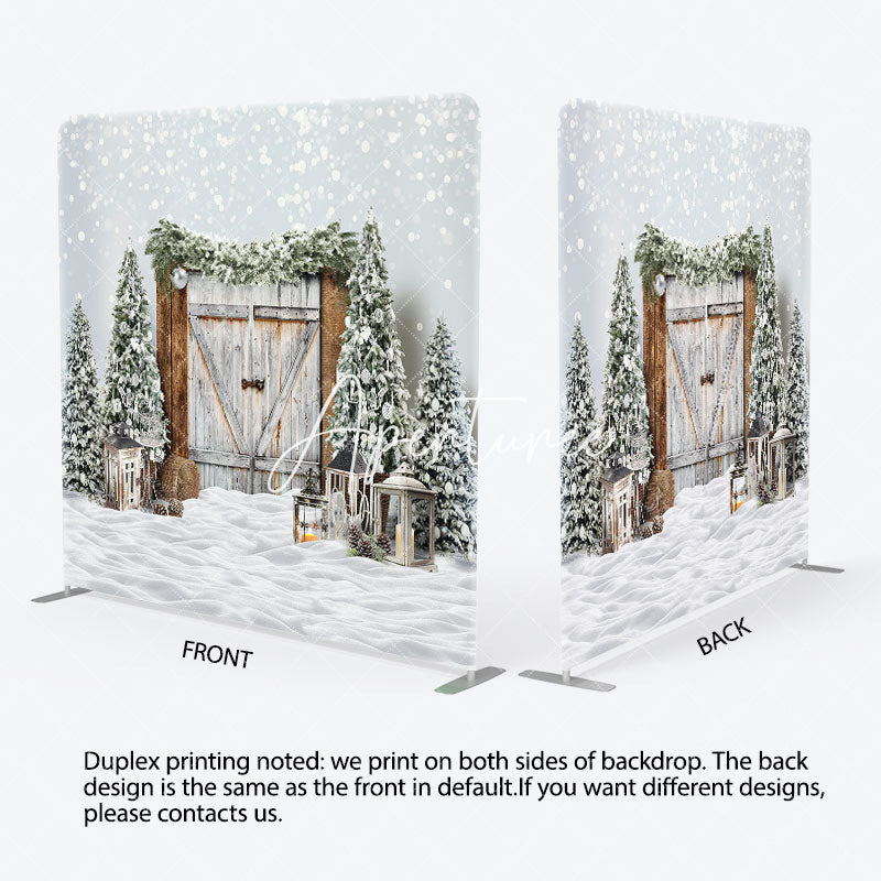 Aperturee - Aperturee Bokeh Snow Winter Wood Christmas Tension Fabric Backdrop