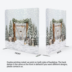 Aperturee - Aperturee Bokeh Snow Winter Wood Christmas Tension Fabric Backdrop