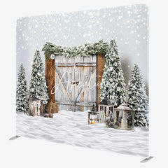 Aperturee - Aperturee Bokeh Snow Winter Wood Christmas Tension Fabric Backdrop