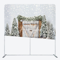 Aperturee - Aperturee Bokeh Snow Winter Wood Christmas Tension Fabric Backdrop