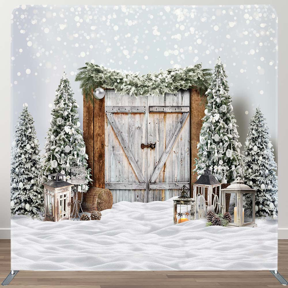 Aperturee - Aperturee Bokeh Snow Winter Wood Christmas Tension Fabric Backdrop