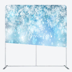 Aperturee - Aperturee Bokeh Snowflake Blue Christmas Tension Fabric Backdrop