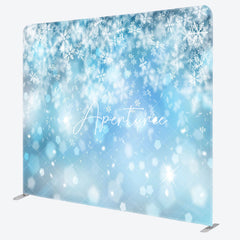 Aperturee - Aperturee Bokeh Snowflake Blue Christmas Tension Fabric Backdrop