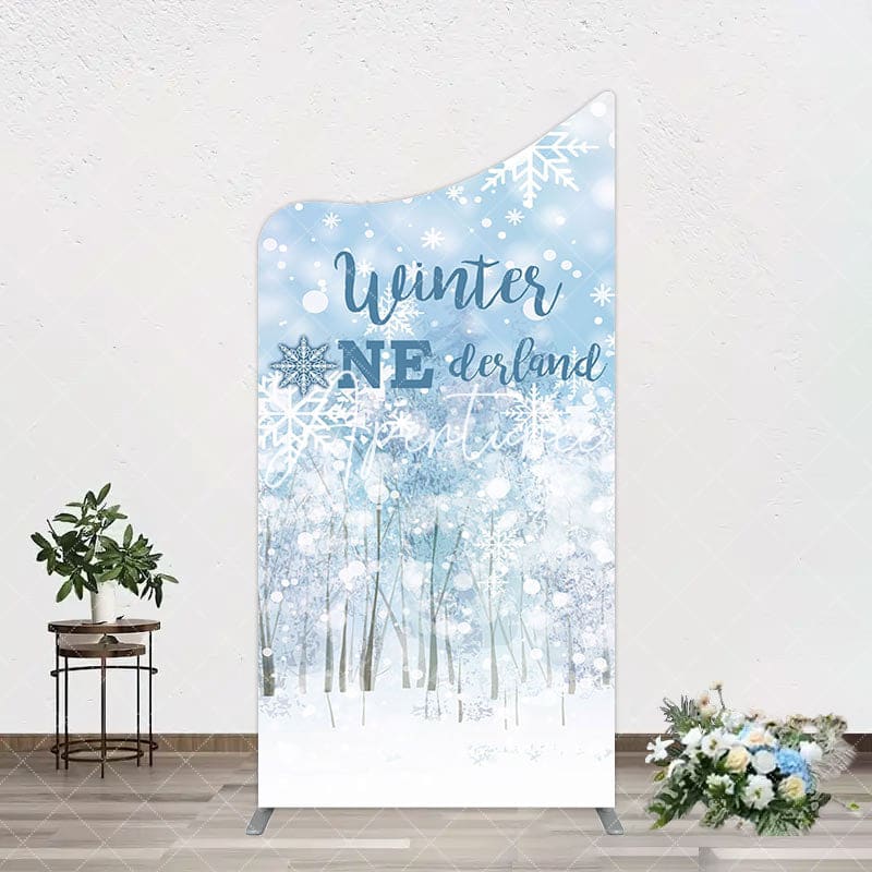 Aperturee - Aperturee Bokeh Snowy Forest Winter Onerderland Arch Backdrop