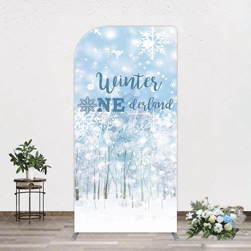 Aperturee - Aperturee Bokeh Snowy Forest Winter Onerderland Arch Backdrop