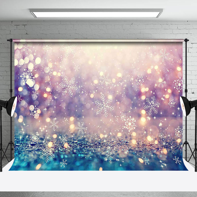 Aperturee - Aperturee Bokeh White Snowflake Light Winter Photo Backdrop