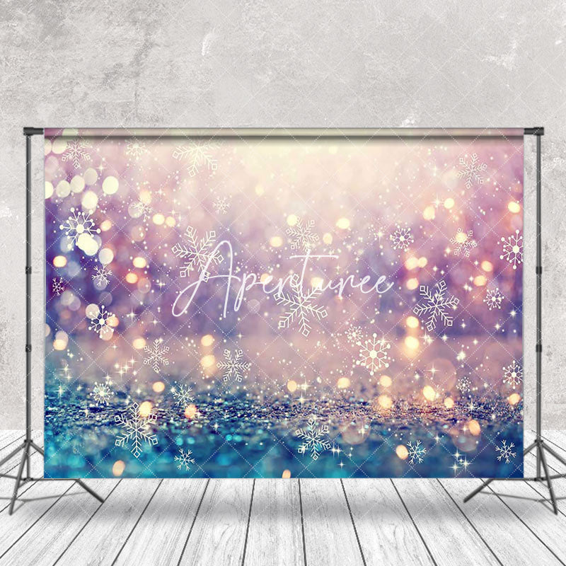 Aperturee - Aperturee Bokeh White Snowflake Light Winter Photo Backdrop