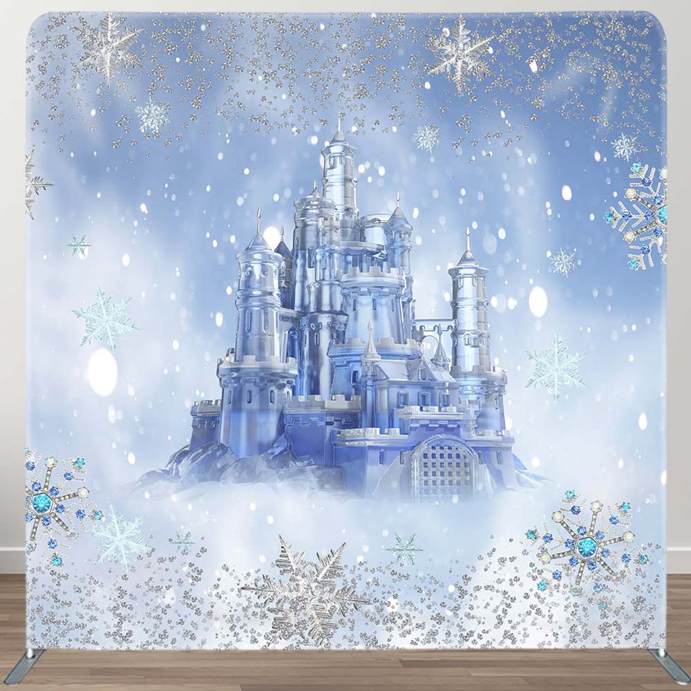 Aperturee - Aperturee Bokeh Winter Snow Castle Kids Pillow Case Backdrop