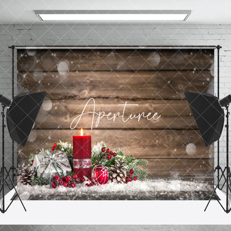 Aperturee - Aperturee Bokeh Wooden Burning Red Candles Christmas Backdrop