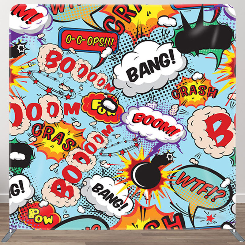 Aperturee - Aperturee Boom Bang Comic Style Fabric Backdrop For Party Decor