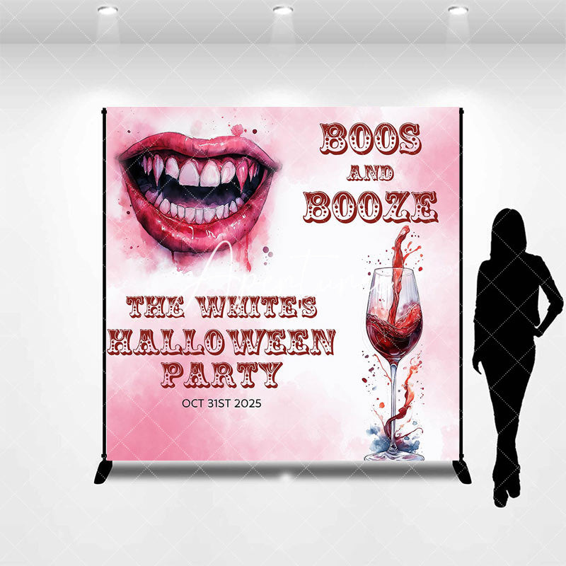 Aperturee - Aperturee Boos And Booze Custom Name Halloween Party Backdrop