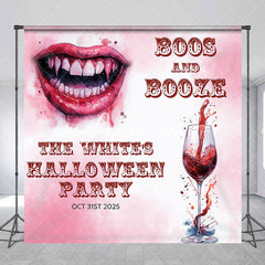 Aperturee - Aperturee Boos And Booze Custom Name Halloween Party Backdrop