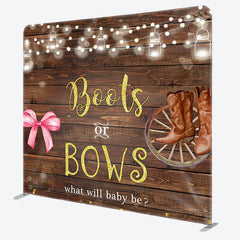 Aperturee - Aperturee Boots Or Bows Fabric Backdrop Cover for Baby Shower