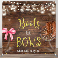 Aperturee - Aperturee Boots Or Bows Fabric Backdrop Cover for Baby Shower