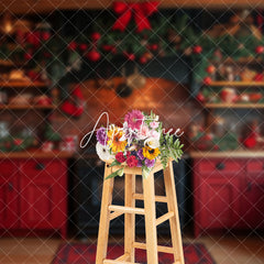 Aperturee - Aperturee Bowknot Festive Kitchen Cupboard Christmas Backdrop