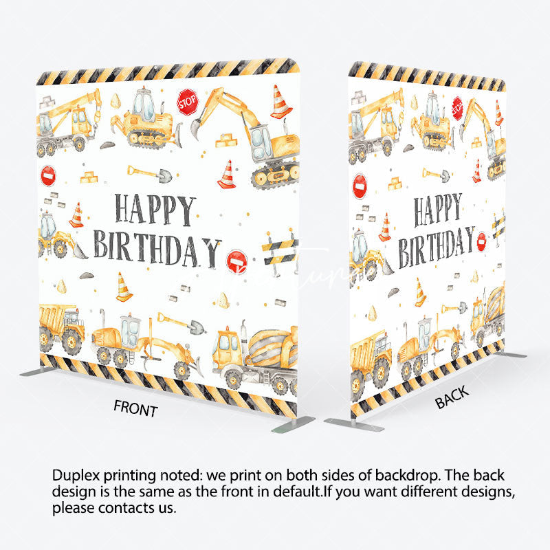 Aperturee - Aperturee Boy Grab Excavator Birthday Square Tension Backdrop