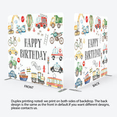 Aperturee - Aperturee Boy Truck Theme Happy Birthday Square Tension Backdrop