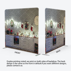 Aperturee - Aperturee Brick Wall Cupboard Christmas Pillow Case Backdrop