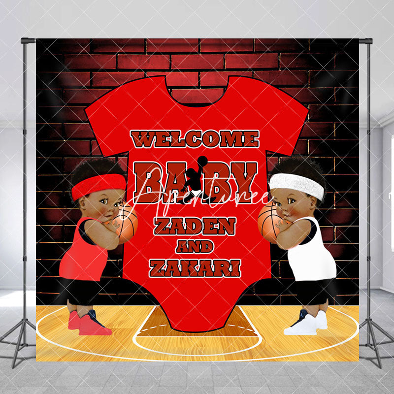 Aperturee - Aperturee Bricks Basketball Custom Twins Baby Shower Backdrop