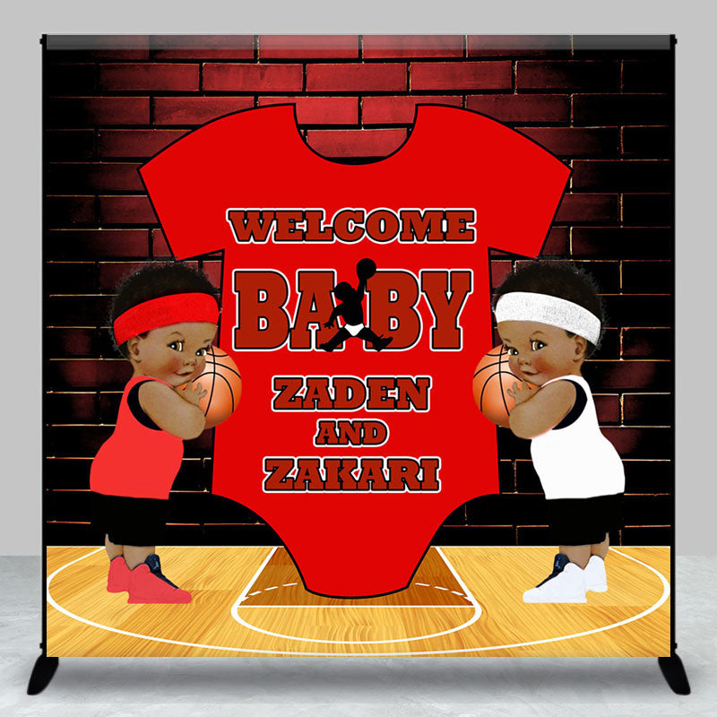 Aperturee - Aperturee Bricks Basketball Custom Twins Baby Shower Backdrop