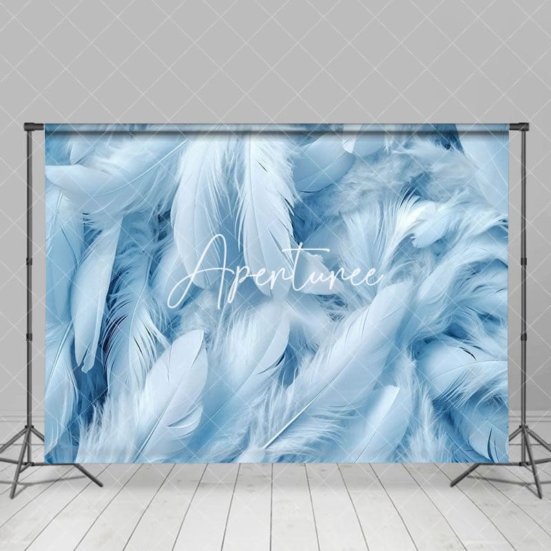 Aperturee - Aperturee Bright Blue White Soft Feathers Fine Art Backdrop