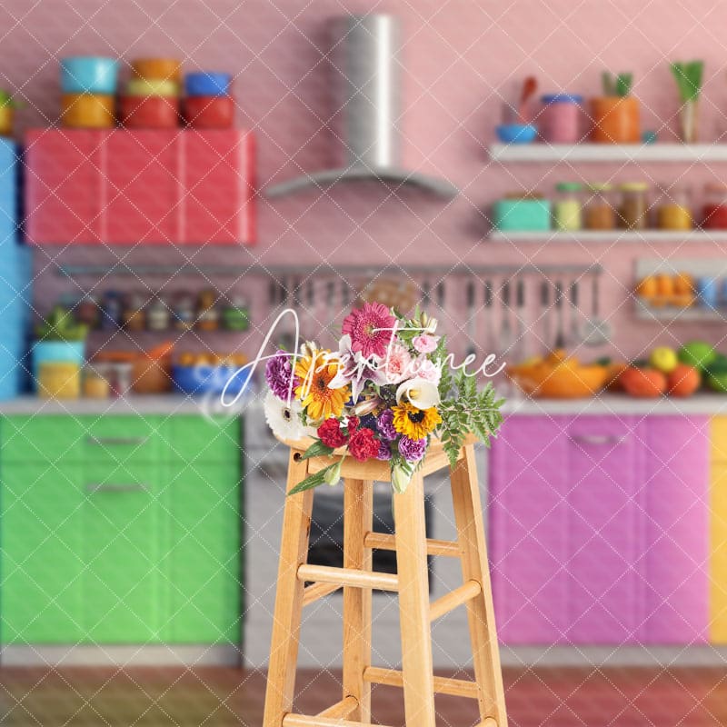 Aperturee - Aperturee Bright Colored Kitchen Photography Backdrop