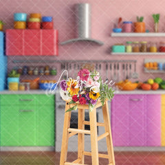 Aperturee - Aperturee Bright Colored Kitchen Photography Backdrop