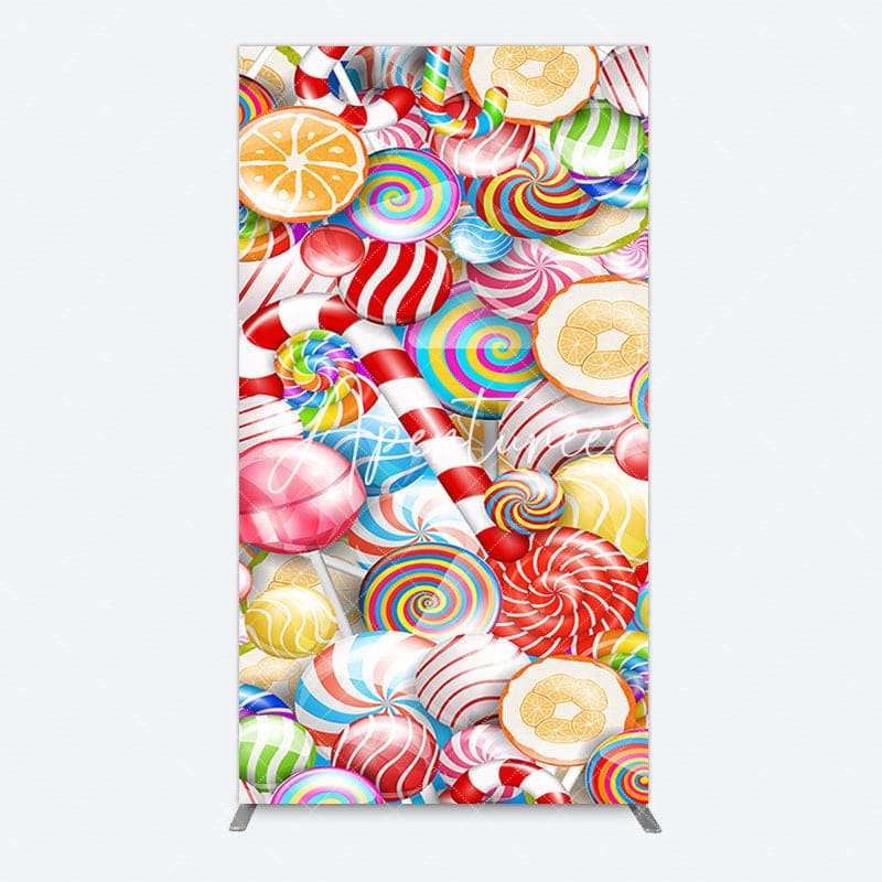 Aperturee - Aperturee Bright Colorful Candyland Birthday Rectangle Backdrop