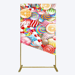 Aperturee - Aperturee Bright Colorful Candyland Birthday Rectangle Backdrop