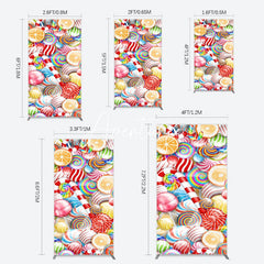 Aperturee - Aperturee Bright Colorful Candyland Birthday Rectangle Backdrop