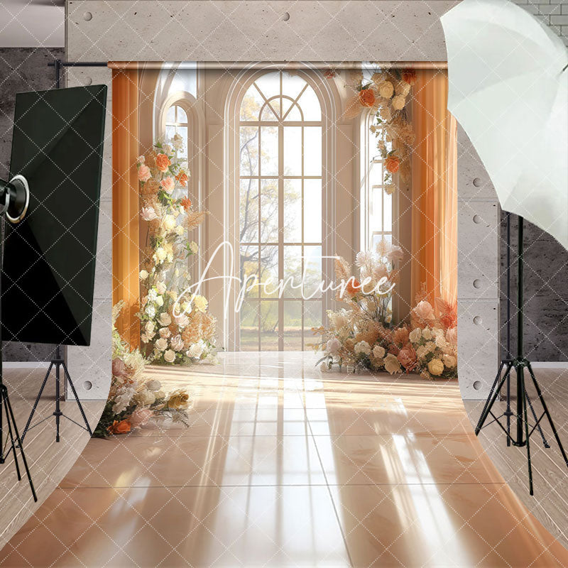 Aperturee - Aperturee Bright Luxurious Auditorium Floral Wedding Backdrop