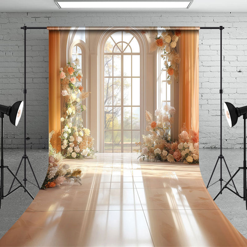 Aperturee - Aperturee Bright Luxurious Auditorium Floral Wedding Backdrop