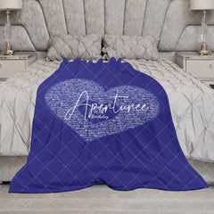 Aperturee - Aperturee Bright Royal Blue Custom Family Name Heart Blanket