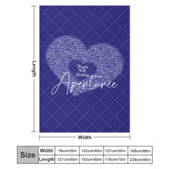 Aperturee - Aperturee Bright Royal Blue Custom Family Name Heart Blanket