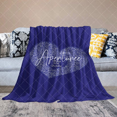 Aperturee - Aperturee Bright Royal Blue Custom Family Name Heart Blanket